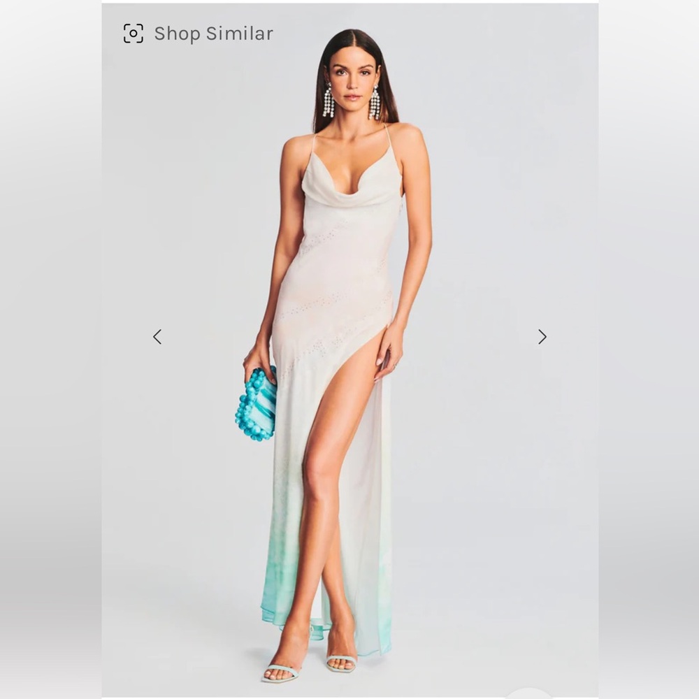 Retrofete Destiny Silk Rainbow Ombré Maxi Dress